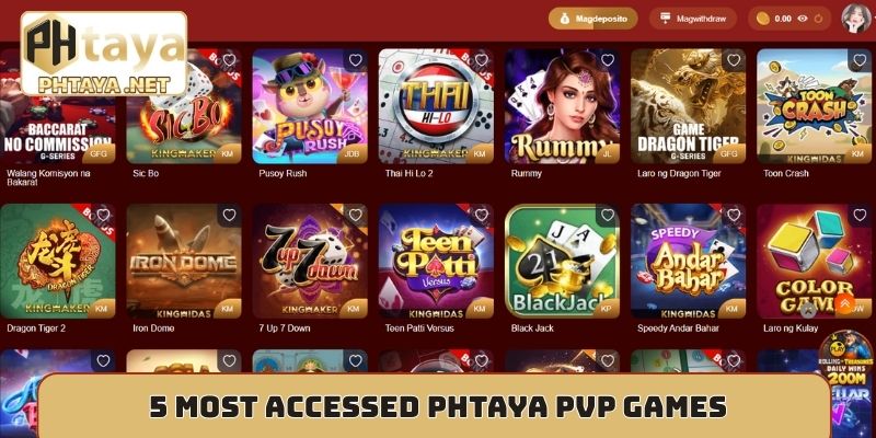 5 most accessed Phtaya PVP games