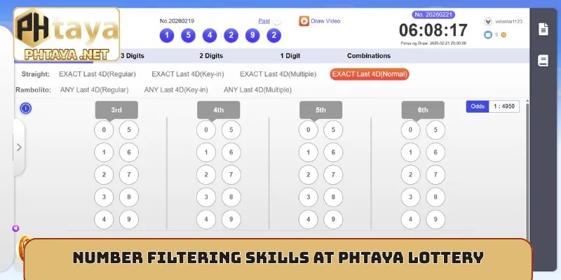 Number filtering skills at Phtaya lottery