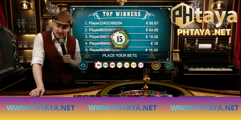 Casino game with top winners displayed